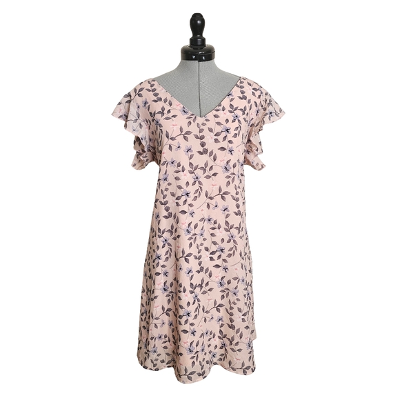 Chiffon Butterfly Sleeve Shift Dress - Picture 1 of 4